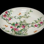 Chinese porcelain large bowl with peaches and butterfly decoration