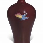 A FAMILLE ROSE COPPER-RED-GROUND 'BUTTERFLY' VASE, MEIPING 18TH-19TH CENTURY