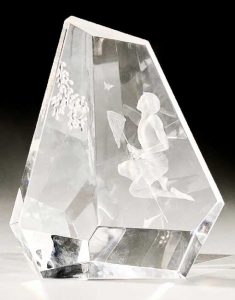 Steuben glass "Boy and Butterfly" crystal sculpture