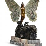 Carl Kauba 1865-1922 A metamorphic patinated and gilt-bronze and pique à jour enamel butterfly Paris, early 20th century