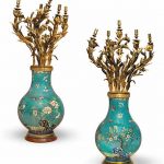 A PAIR OF EUROPEAN GILT-BRONZE-MOUNTED CHINESE CLOISONNÉ LARGE ENAMEL VASES QIANLONG-JIAQING PERIOD (1736-1820)