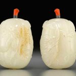 A white nephrite melon form snuff bottle 1750-1830