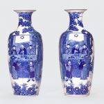 A PAIR OF BLUE AND WHITE OVOID VASES Kangxi marks, late Qing/Republic period