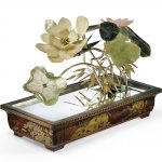 RARE PLANTER IN JADE, CORAL AND HARD STONES CHINA, XIXEME-XXEME CENTURY