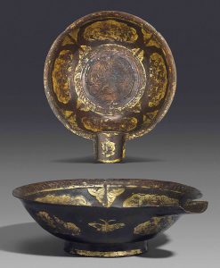 A FINE AND RARE PARCEL GILT-COPPER LOBED POURING BOWL